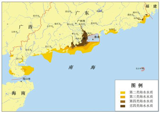 2012年广东省近岸海域水质状况示意图