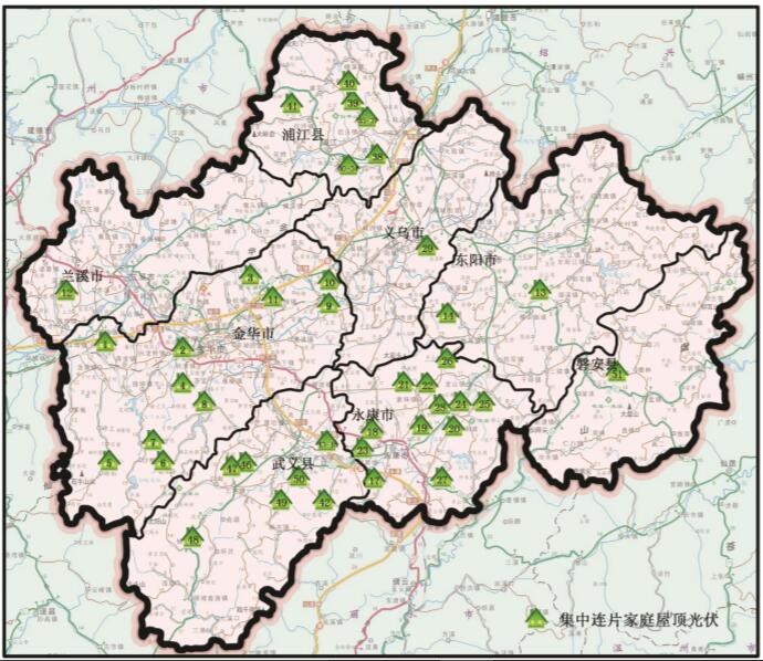 金 华市百万家庭屋顶光伏工程重点镇,重点村分布图